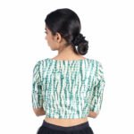 Art Silk Green Tie-Dye V-Neck Saree Blouse for Women - Image 3
