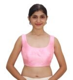 Pink Silk Round Neck Sleeveless Blouse