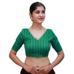 Green V-Neck Blouse - Image 4
