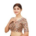 Elegant Multi-Print V-Neck Blouse | Embroidered Saree Blouse - Image 2
