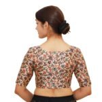 Elegant Multi-Print V-Neck Blouse | Embroidered Saree Blouse - Image 3