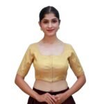 Elegant Gold Round Neck Blouse - Image 3