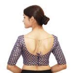 Blue Sweetheart Neck Saree Blouse - Image 3