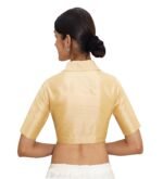 Sophisticated Gold Collar Neck Blouse | Padded Silk Saree Blouse - Image 3