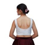 Silver Sleeveless Round Neck Blouse - Image 3