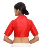 Bold Red Collar Neck Blouse | Padded Silk Saree Blouse - Image 3