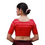 Striking Red V-Neck Cotton Blouse - Image 3