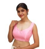 Pink Sleeveless Sweetheart Neck Blouse - Image 2