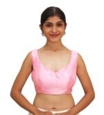 Pink Sleeveless Sweetheart Neck Blouse