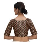Elegant Black Print V Neck Blouse | Embroidered Saree Blouse - Image 3
