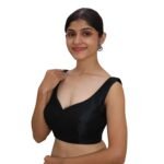 Art Silk Black Sleeveless Sweetheart Blouse - Image 2