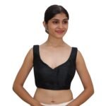 Art Silk Black Sleeveless Sweetheart Blouse - Image 4