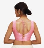 Pink Sleeveless Sweetheart Neck Blouse - Image 3