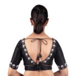 Silk Black V-Neck Hand Embroidered Blouse - Image 2