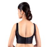 Black Silk Sleeveless Padded Blouse - Image 2