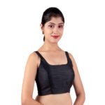 Black Silk Sleeveless Padded Blouse - Image 3