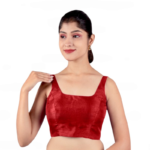 Silk Maroon Sleeveless Padded Blouse - Image 3