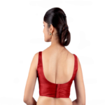 Silk Maroon Sleeveless Padded Blouse - Image 2
