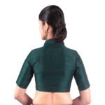 Green Collar Neck Blouse | Padded Silk Saree Blouse - Image 2