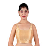 Gold Silk Padded Sleeveless Blouse