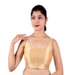 Gold Silk Padded Sleeveless Blouse - Image 4