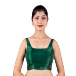 Green Silk Sleeveless Padded Blouse