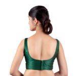Green Silk Sleeveless Padded Blouse - Image 2