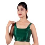 Green Silk Sleeveless Padded Blouse - Image 4