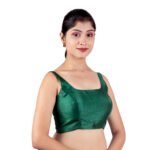 Green Silk Sleeveless Padded Blouse - Image 3