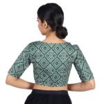 Art Silk Green Bandhani Printed V-Neck Saree Blouse - Image 3