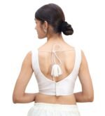 White Sleeveless Sweetheart Neck Blouse - Image 3