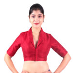 Elegant Maroon Collar Neck Blouse | Padded Silk Saree Blouse