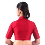 Elegant Maroon Collar Neck Blouse | Padded Silk Saree Blouse - Image 2