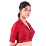 Elegant Maroon Collar Neck Blouse | Padded Silk Saree Blouse - Image 3