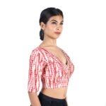 Art Silk Maroon Tie-Dye V-Neck Saree Blouse for Women - Image 4