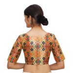 Brown Multi Print V Neck Blouse - Image 2