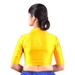 Sophisticated Mustard Collar Neck Blouse | Padded Silk Saree Blouse - Image 2