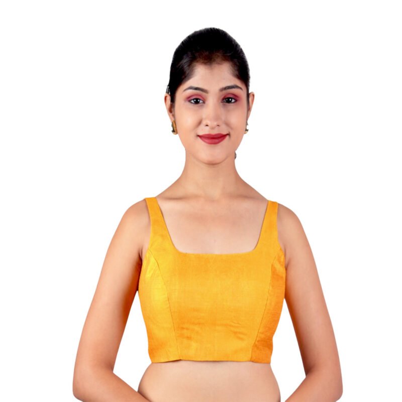 Mustard Silk Sleeveless Padded Blouse