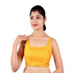 Mustard Silk Sleeveless Padded Blouse - Image 4