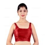 Silk Maroon Sleeveless Padded Blouse - Image 4