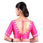 Silk Pink V-Neck Hand Embroidered Blouse - Image 2