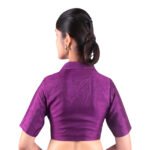 Elegant Purple Collar Neck Blouse | Padded Silk Saree Blouse - Image 2