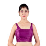 Vibrant Purple Silk Sleeveless Padded Blouse