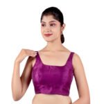 Vibrant Purple Silk Sleeveless Padded Blouse - Image 4