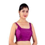 Vibrant Purple Silk Sleeveless Padded Blouse - Image 3