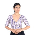 Art Silk Purple Tie-Dye Printed V-Neck Blouse for Women - Image 2