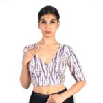 Art Silk Purple Tie-Dye Printed V-Neck Blouse for Women - Image 6