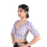 Art Silk Purple Tie-Dye Printed V-Neck Blouse for Women - Image 5
