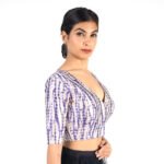 Art Silk Purple Tie-Dye Printed V-Neck Blouse for Women - Image 4
