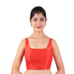 Red Silk Sleeveless Padded Blouse